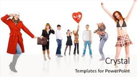  Presentation with circle - Colorful PPT theme enhanced with line dance - circle of 8 happy dancing backdrop and a  colored foreground