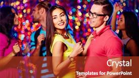  Presentation with dance beautiful couple dancing ballroom - PPT layouts with line dance - young couple dancing at nightclub background and a crimson colored foreground