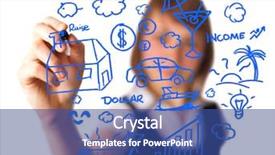  Presentation with marker - Slide deck featuring line drawing - businesswoman with marker writing something background and a  colored foreground