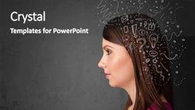  Presentation with oil and gas icons - Beautiful theme featuring line drawing - young girl thinking with abstract backdrop and a dark gray colored foreground