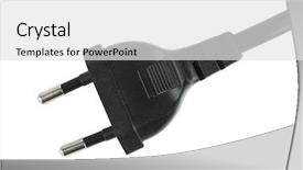  Presentation with electric cable - Presentation enhanced with line icons - electric plug and cable isolated background and a white colored foreground