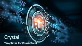  Presentation with web security - Beautiful PPT theme featuring line icons - web security icon backdrop and a  colored foreground