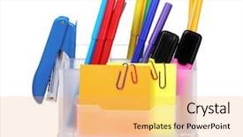  Presentation with pencils - Colorful PPT theme enhanced with line isolated on white backdrop and a yellow colored foreground