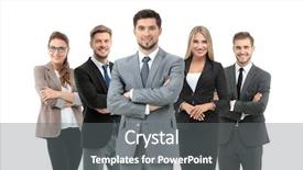  Presentation with group - Theme with line leaders - group of smiling business people background and a gray colored foreground