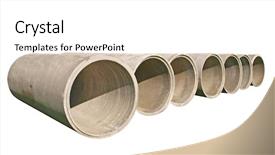  Presentation with sewer pipes - Presentation design enhanced with line of concrete pipes isolated background and a white colored foreground