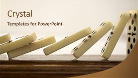  Presentation with falling line - PPT layouts with line of dominoes falling down background and a cream colored foreground