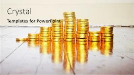  Presentation with gold coins and jewelry - Amazing PPT theme having line-of-gold-coins-going backdrop and a yellow colored foreground