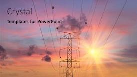  Presentation with high voltage - Amazing PPT layouts having line-of-high-voltage-poles backdrop and a coral colored foreground