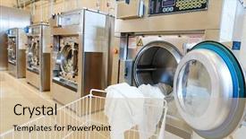  Presentation with laundry - Beautiful presentation featuring line of industrial laundry machine backdrop and a coral colored foreground