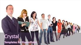  Presentation with people - PPT theme with line of people going away background and a wine colored foreground