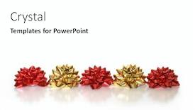  Presentation with red gold white - Cool new PPT theme with line of red and gold bows on white background backdrop and a white colored foreground