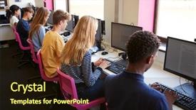  Presentation with high school students - Audience pleasing PPT theme consisting of line of teenage high school backdrop and a  colored foreground