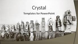  Presentation with robot - Presentation theme featuring line of vintage robots background and a white colored foreground