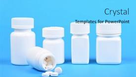  Presentation with spilling - Beautiful PPT layouts featuring line-of-white-plastic-medicine backdrop and a light blue colored foreground