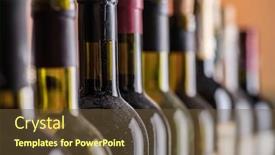  Presentation with bottles - Amazing presentation design having line-of-wine-bottles-close backdrop and a tawny brown colored foreground