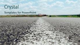  Presentation with asphalt road - Presentation theme having line on asphalt road close background and a sky blue colored foreground