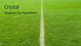  Presentation with football field or soccer field - Slide set with line on the soccer field background and a  colored foreground