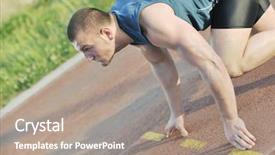  Presentation with healthy - Slide set having line ready for run race background and a gray colored foreground