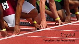  Presentation with track field - Colorful PPT layouts enhanced with line shallow depth of field backdrop and a red colored foreground