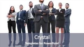  Presentation with successful - PPT theme having line staff management - happy successful business team isolated background and a ocean colored foreground