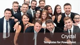  Presentation with staff - Presentation theme having line staff management - portrait of successful business team background and a tawny brown colored foreground