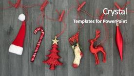  Presentation with festive season - PPT theme with red string line with peg background and a gray colored foreground
