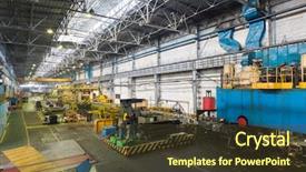  Presentation with machine shop floor - Slide deck with line with press machine background and a tawny brown colored foreground