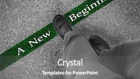  Presentation with new beginning - Colorful presentation theme enhanced with line with words a new backdrop and a gray colored foreground