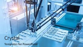  Presentation with robotic - Colorful presentation design enhanced with linear - conveyor tracking controler of robotic backdrop and a light blue colored foreground