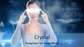  Presentation with video background - PPT theme consisting of linear angular - 3d woman using virtual video background and a light blue colored foreground