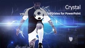  Presentation with football play diagram - Audience pleasing presentation theme consisting of linear angular - football player against glowing technological backdrop and a navy blue colored foreground