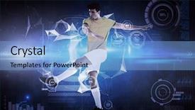  Presentation with football play diagram - Beautiful presentation theme featuring linear angular - football player against glowing technological backdrop and a light blue colored foreground