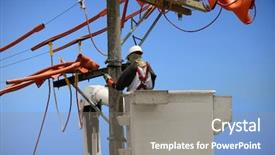  Presentation with electric - PPT layouts with linemen power utility background and a gray colored foreground