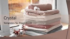  Presentation with linen - Cool new PPT theme with linen - set of fresh towels backdrop and a mint green colored foreground
