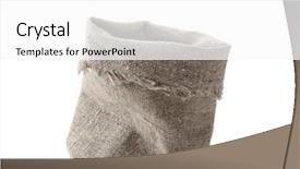  Presentation with linen - Presentation design consisting of linen bag isolated on a white background background and a white colored foreground