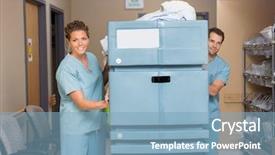  Presentation with nurses - Slide set featuring linen in hospital hallway background and a light blue colored foreground