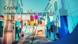  Presentation with venice - PPT theme featuring linens drying outdoors on venice background and a  colored foreground