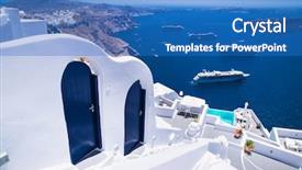  Presentation with cruise ships - PPT theme consisting of liners - cruise ships in thira background and a teal colored foreground