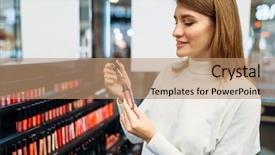  Presentation with cosmetics beauty cosmetic white - Slide deck with liners - customer looks on lip liner background and a coral colored foreground