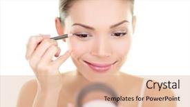  Presentation with eye care - Beautiful slide deck featuring liners - eyeliner eye makeup beauty care backdrop and a coral colored foreground