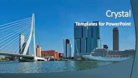  Presentation with erasmus - Slides with liners - panorama of rotterdam cityscape background and a teal colored foreground