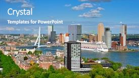  Presentation with erasmus - Presentation theme with liners - view of rotterdam city background and a teal colored foreground