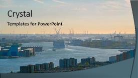  Presentation with river port - Audience pleasing presentation theme consisting of liners - view of rotterdam port backdrop and a soft green colored foreground