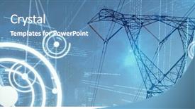  Presentation with electricity - Beautiful presentation theme featuring lines against the evening electricity backdrop and a teal colored foreground