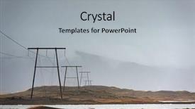  Presentation with electric pole - Cool new PPT theme with lines electric pylons over land backdrop and a light gray colored foreground