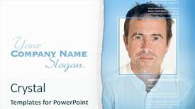  Presentation with face recognition - Audience pleasing presentation theme consisting of lines from a facial recognition backdrop and a sky blue colored foreground