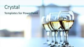  Presentation with row of air conditioners - Beautiful PPT theme featuring lines white - row of wineglasses on light backdrop and a cool aqua colored foreground