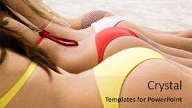  Presentation with feminine - Presentation theme featuring lines yellow - image of several feminine bottoms background and a coral colored foreground