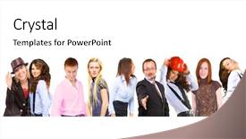  Presentation with diversity different professionals - Colorful presentation theme enhanced with lineup - different expressions people diversity backdrop and a  colored foreground