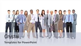  Presentation with group of people praying to god - Amazing PPT theme having lineup - group of business people backdrop and a light blue colored foreground